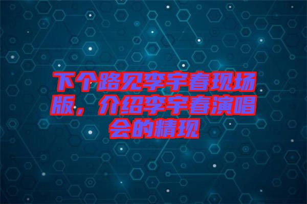 下個(gè)路見李宇春現(xiàn)場(chǎng)版，介紹李宇春演唱會(huì)的精現(xiàn)