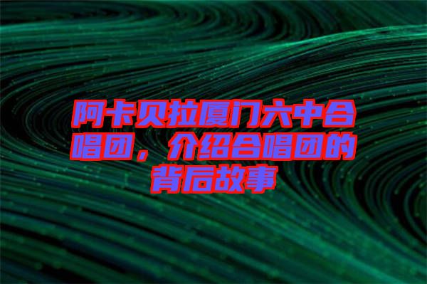 阿卡貝拉廈門六中合唱團(tuán)，介紹合唱團(tuán)的背后故事