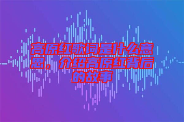 高原紅歌詞是什么意思，介紹高原紅背后的故事