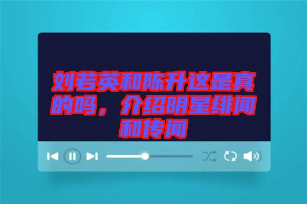 劉若英和陳升這是真的嗎，介紹明星緋聞和傳聞