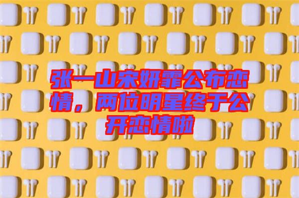 張一山宋妍霏公布戀情，兩位明星終于公開戀情啦