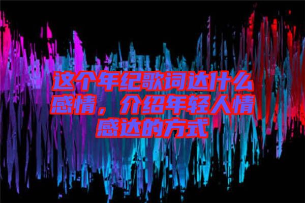 這個年紀歌詞達什么感情，介紹年輕人情感達的方式