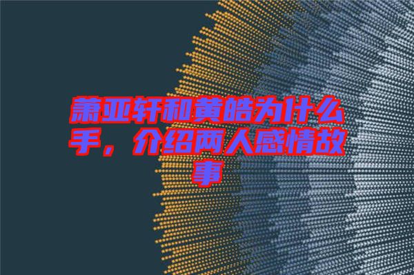蕭亞軒和黃皓為什么手，介紹兩人感情故事