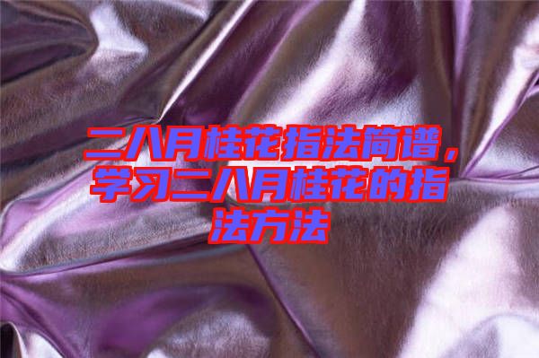 二八月桂花指法簡譜，學習二八月桂花的指法方法