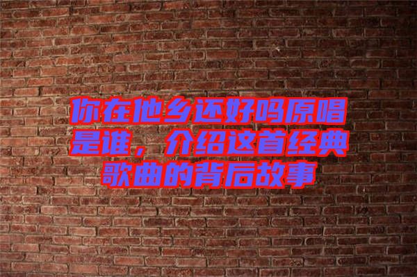 你在他鄉(xiāng)還好嗎原唱是誰，介紹這首經(jīng)典歌曲的背后故事