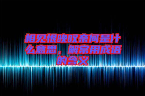 相見恨晚嘆奈何是什么意思，解常用成語的含義