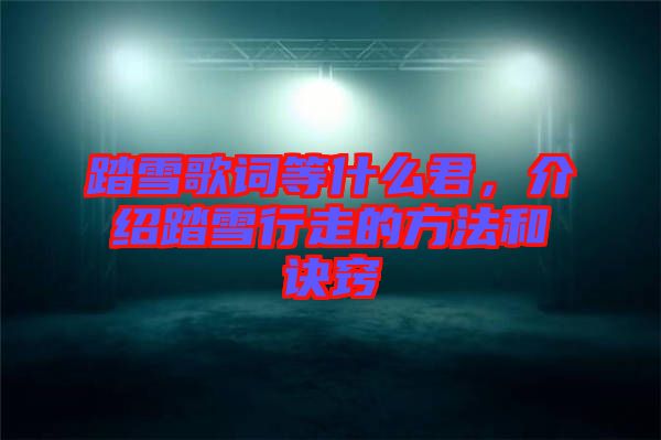 踏雪歌詞等什么君，介紹踏雪行走的方法和訣竅