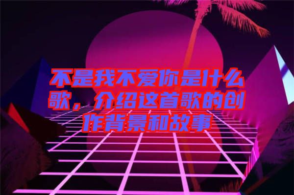 不是我不愛(ài)你是什么歌，介紹這首歌的創(chuàng)作背景和故事