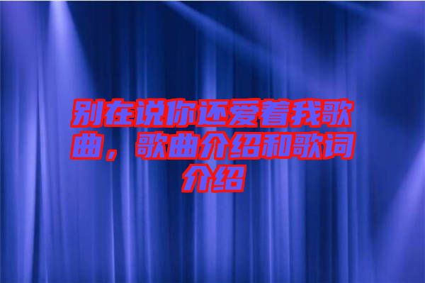 別在說你還愛著我歌曲，歌曲介紹和歌詞介紹