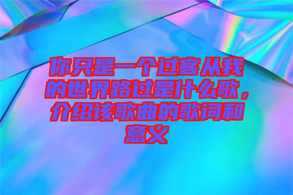 你只是一個(gè)過(guò)客從我的世界路過(guò)是什么歌，介紹該歌曲的歌詞和意義