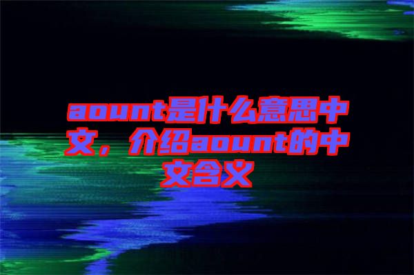 aount是什么意思中文，介紹aount的中文含義