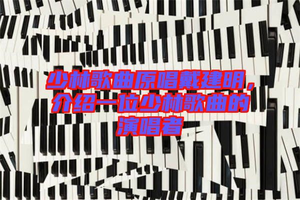 少林歌曲原唱戴建明，介紹一位少林歌曲的演唱者