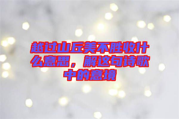 越過山丘美不勝收什么意思，解這句詩歌中的意境