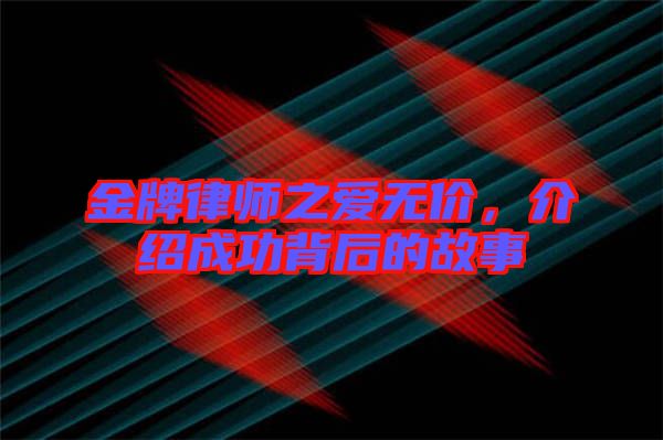 金牌律師之愛無價，介紹成功背后的故事