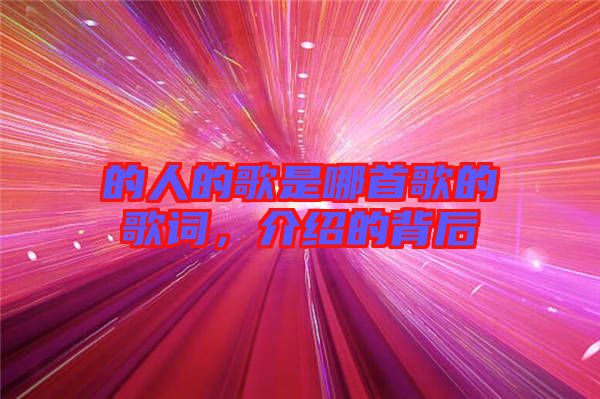 的人的歌是哪首歌的歌詞，介紹的背后
