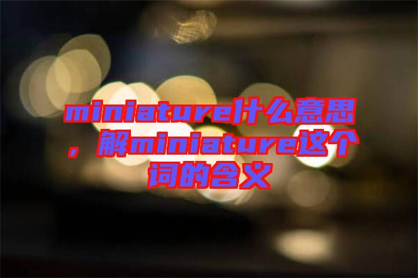 miniature什么意思，解miniature這個詞的含義