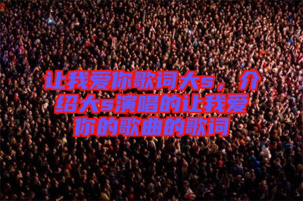 讓我愛你歌詞大s，介紹大s演唱的讓我愛你的歌曲的歌詞