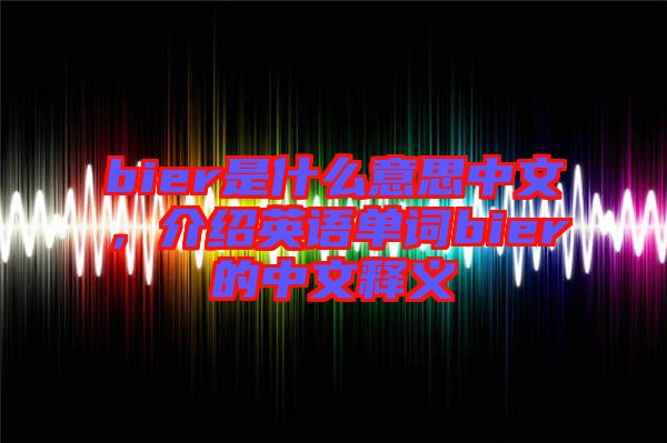 bier是什么意思中文，介紹英語單詞bier的中文釋義