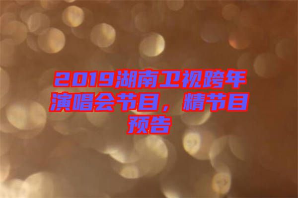 2019湖南衛(wèi)視跨年演唱會(huì)節(jié)目，精節(jié)目預(yù)告