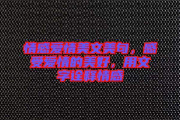 情感愛情美文美句，感受愛情的美好，用文字詮釋情感
