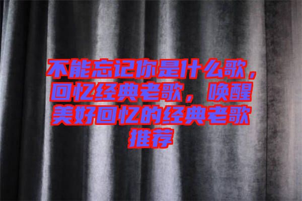 不能忘記你是什么歌，回憶經(jīng)典老歌，喚醒美好回憶的經(jīng)典老歌推薦