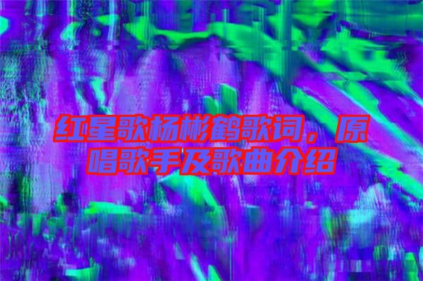 紅星歌楊彬鶴歌詞，原唱歌手及歌曲介紹