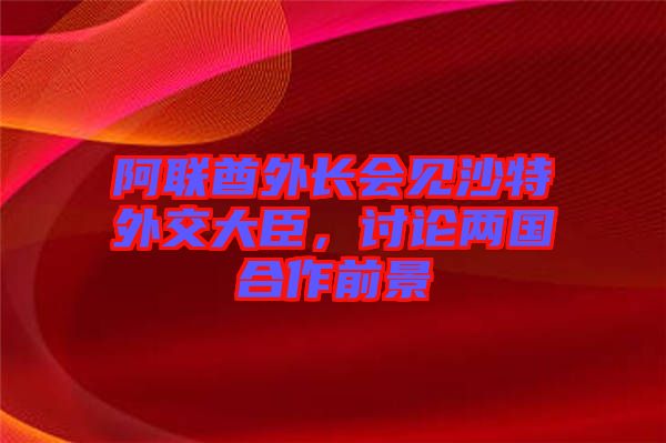 阿聯(lián)酋外長會(huì)見沙特外交大臣，討論兩國合作前景