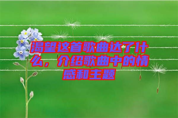 渴望這首歌曲達(dá)了什么，介紹歌曲中的情感和主題