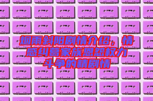 煙雨斜陽劇情介紹，情感糾葛家族恩怨權(quán)力斗爭的精劇情