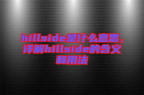 hillside是什么意思，詳解hillside的含義和用法