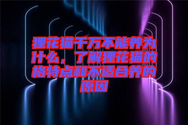 貍花貓千萬不能養(yǎng)為什么，了解貍花貓的格特點(diǎn)和不適合養(yǎng)的原因