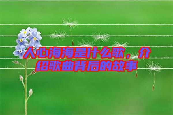 人心海海是什么歌，介紹歌曲背后的故事
