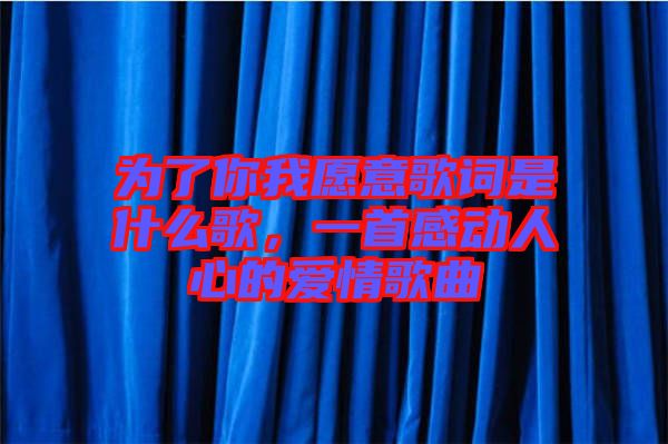 為了你我愿意歌詞是什么歌，一首感動(dòng)人心的愛情歌曲