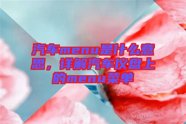 汽車(chē)menu是什么意思，詳解汽車(chē)儀盤(pán)上的menu菜單