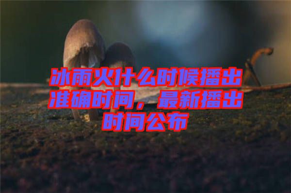 冰雨火什么時(shí)候播出準(zhǔn)確時(shí)間，最新播出時(shí)間公布