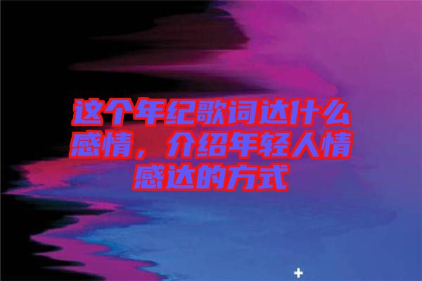 這個年紀歌詞達什么感情，介紹年輕人情感達的方式