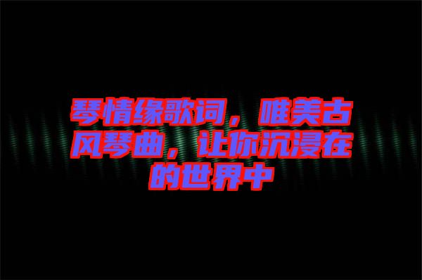 琴情緣歌詞，唯美古風(fēng)琴曲，讓你沉浸在的世界中