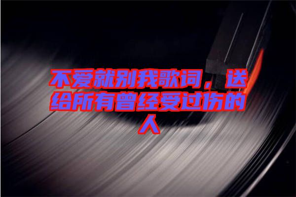 不愛(ài)就別我歌詞，送給所有曾經(jīng)受過(guò)傷的人