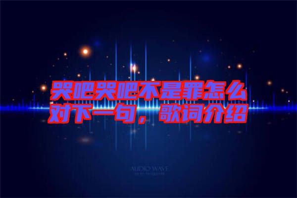 哭吧哭吧不是罪怎么對(duì)下一句，歌詞介紹