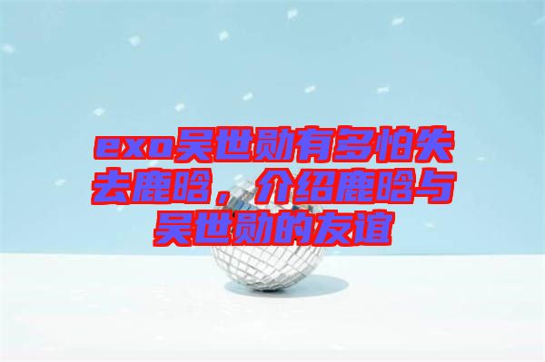 exo吳世勛有多怕失去鹿晗，介紹鹿晗與吳世勛的友誼