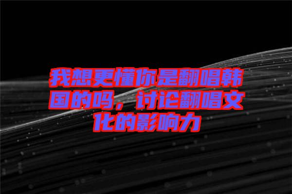 我想更懂你是翻唱韓國(guó)的嗎，討論翻唱文化的影響力