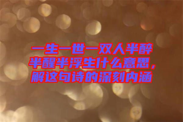 一生一世一雙人半醉半醒半浮生什么意思，解這句詩的深刻內(nèi)涵