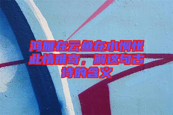 鴻雁在云魚在水惆悵此情難寄，解這句古詩的含義