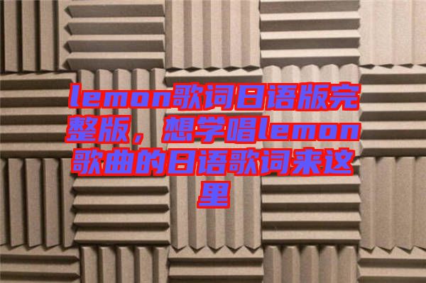 lemon歌詞日語版完整版，想學(xué)唱lemon歌曲的日語歌詞來這里