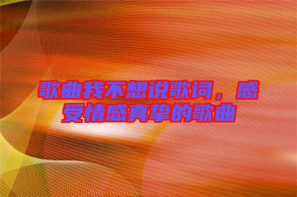歌曲我不想說(shuō)歌詞，感受情感真摯的歌曲