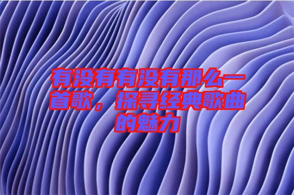 有沒有有沒有那么一首歌，探尋經(jīng)典歌曲的魅力