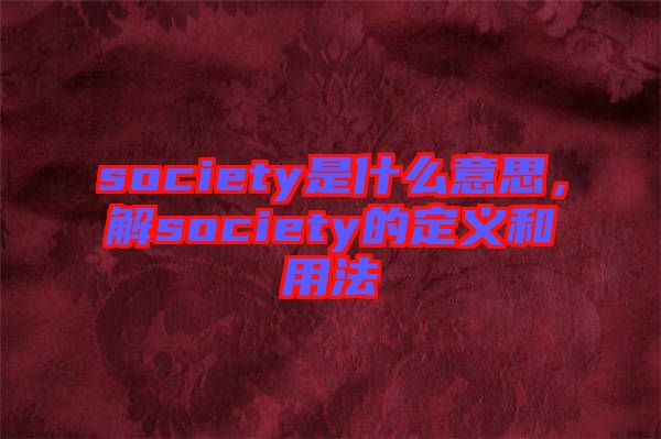 society是什么意思，解society的定義和用法