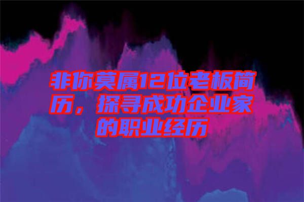 非你莫屬12位老板簡(jiǎn)歷，探尋成功企業(yè)家的職業(yè)經(jīng)歷