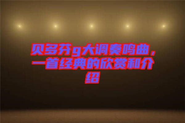 貝多芬g大調(diào)奏鳴曲，一首經(jīng)典的欣賞和介紹