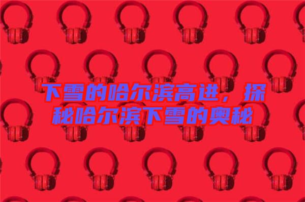 下雪的哈爾濱高進(jìn)，探秘哈爾濱下雪的奧秘